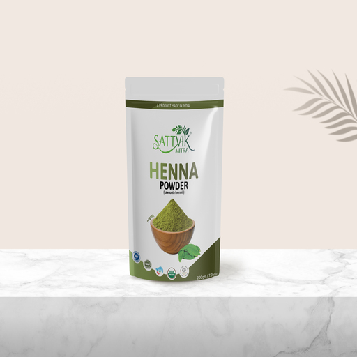 SattvikMitra Organic Henna Powder | USDA Certified | 200g | 100% Pure Lawsonia Inermis Leaf Powder | Natural Hair Colour & Deep Conditioning | No PPD | No Chemicals | Chemical-Free